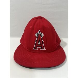 LA Angels New Era 59Fifty Fitted Baseball Cap Size 7 3/4 - Red USA